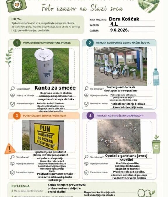 Preventivna medicina oko nas – izvanučionička nastava na Stazi srca